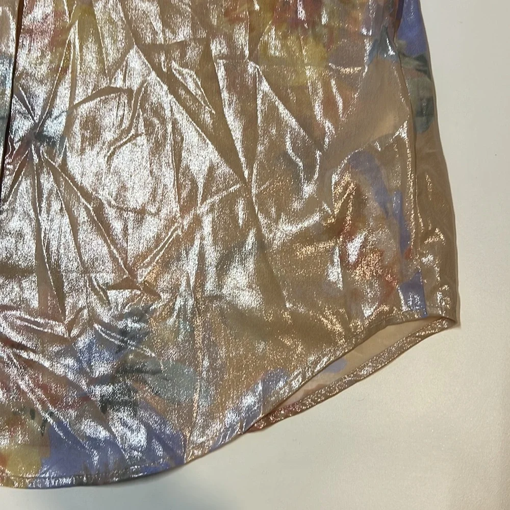 Lauren Ralph Lauren Women's Blushsage Multi-Color Crepe Long Sleeve Shirt - Picture 4 of 5